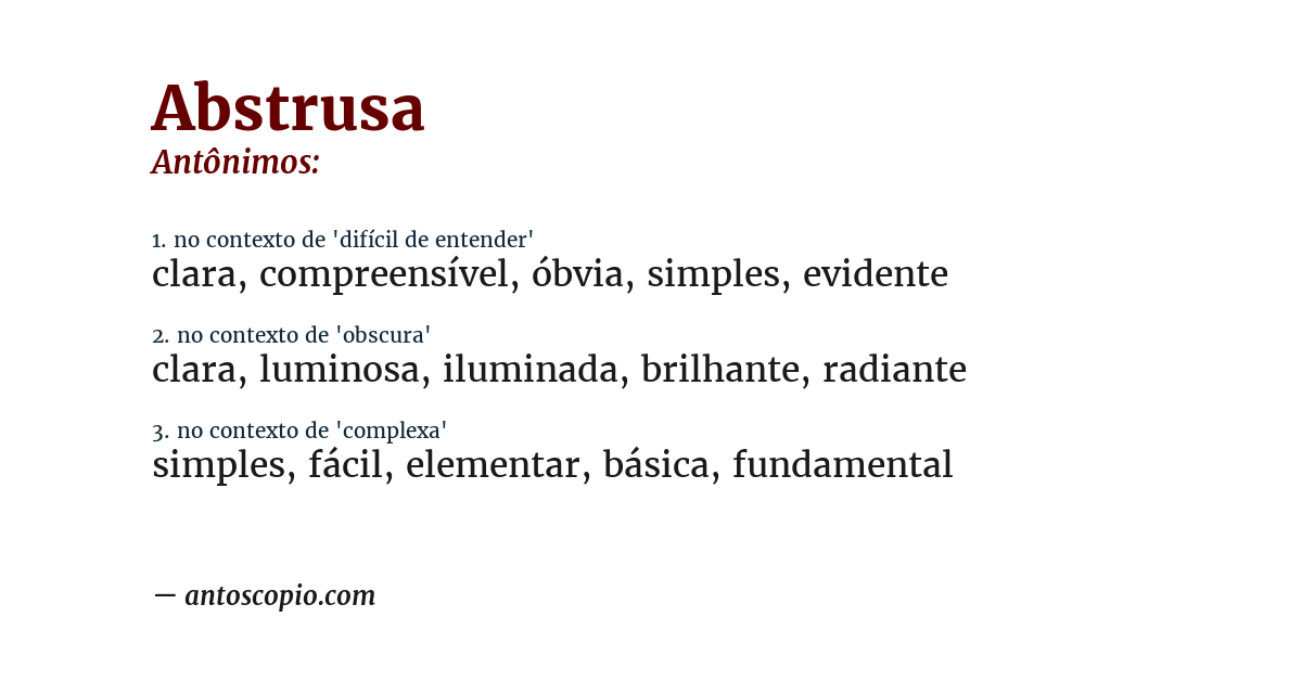 Antônimo de abstrusa