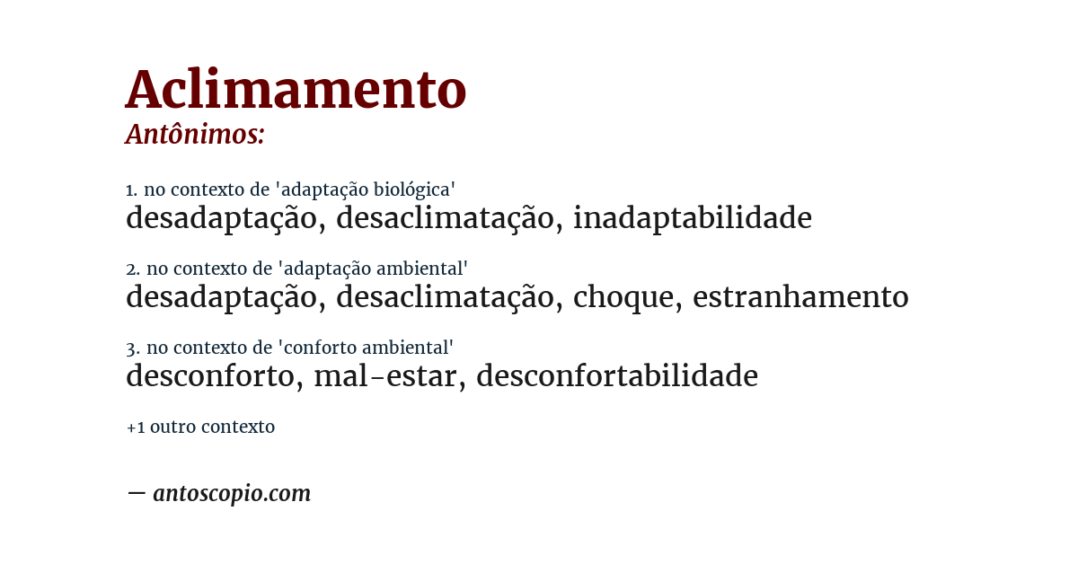 Antônimo de aclimamento