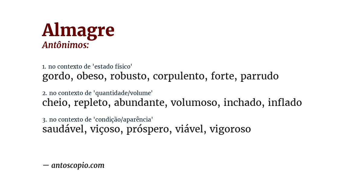 Antônimo de almagre