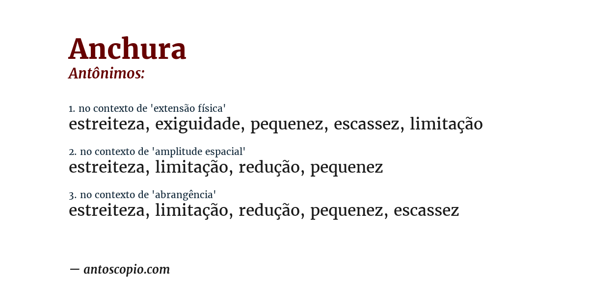 Antônimo de anchura