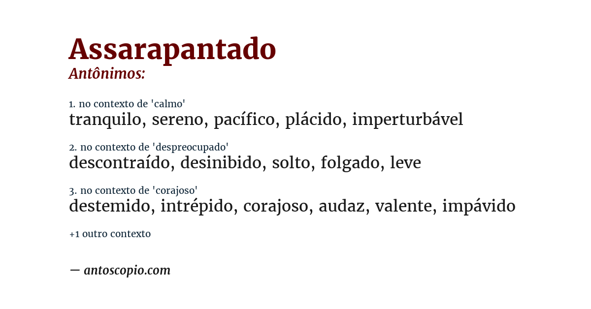 Antônimo de assarapantado