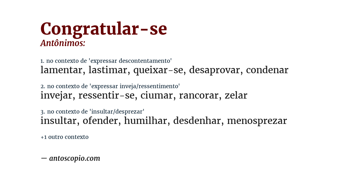 Antônimo de congratular-se