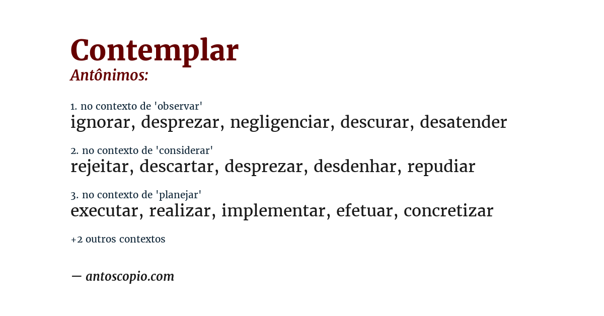 Antônimo de contemplar