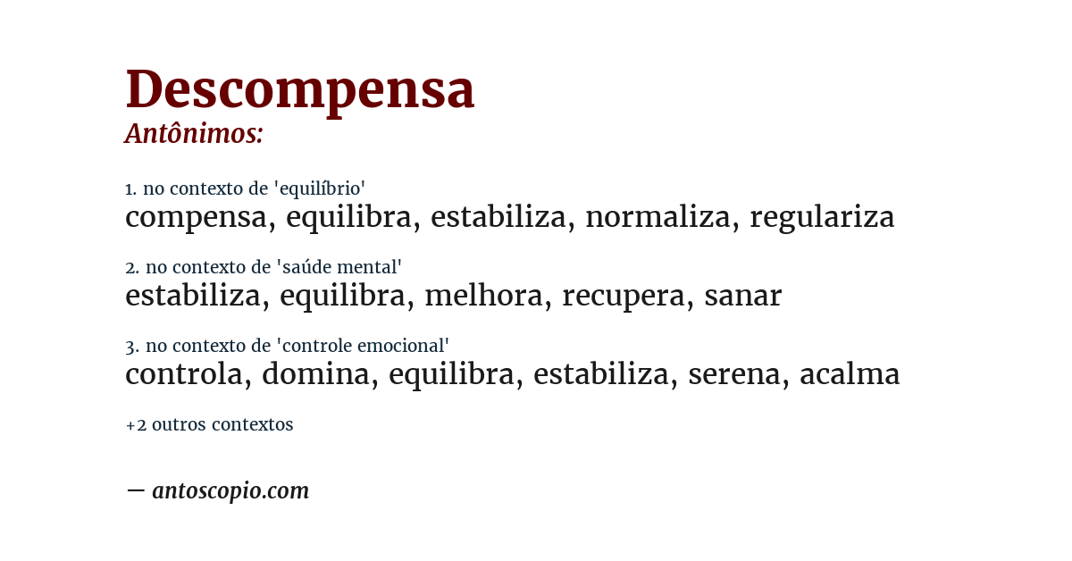 Antônimo de descompensa
