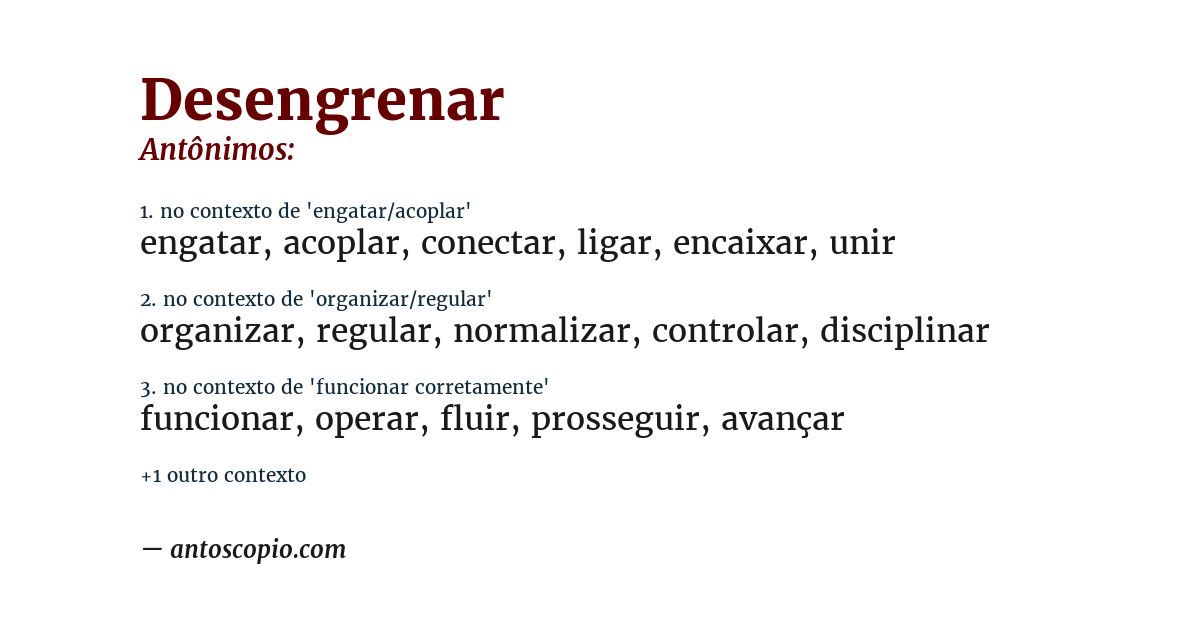 Antônimo de desengrenar