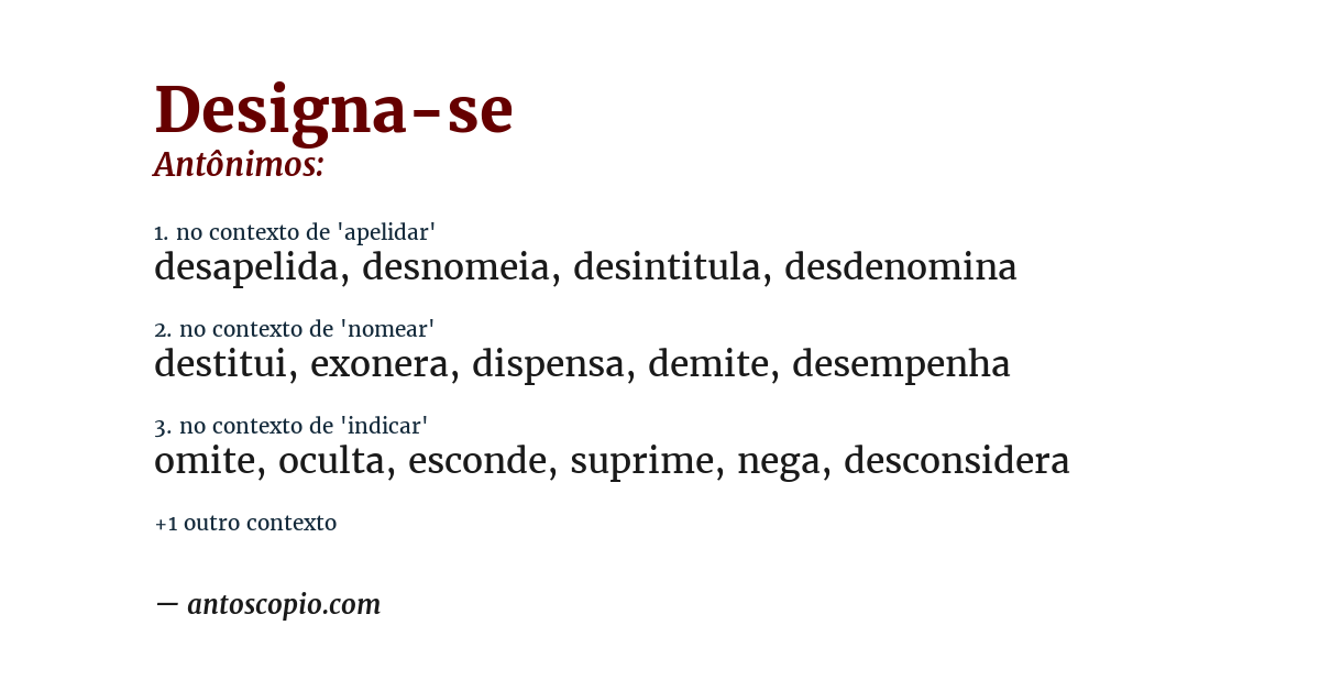 Antônimo de designa-se