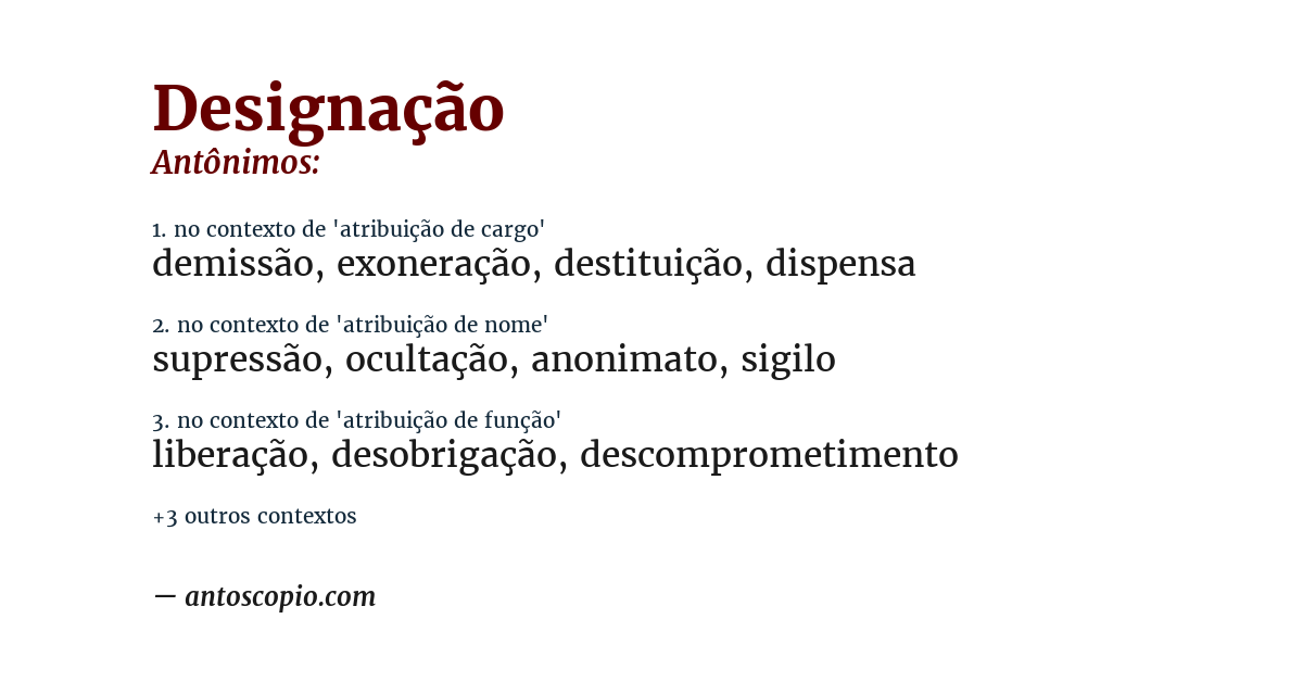 Antônimo de designação