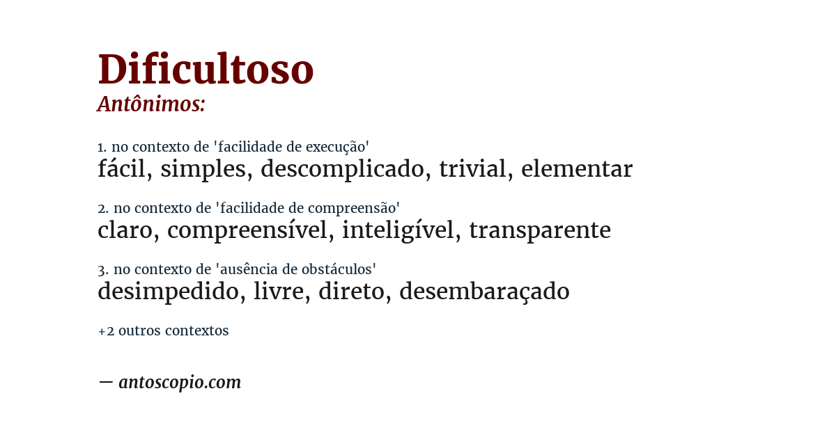 Antônimo de dificultoso