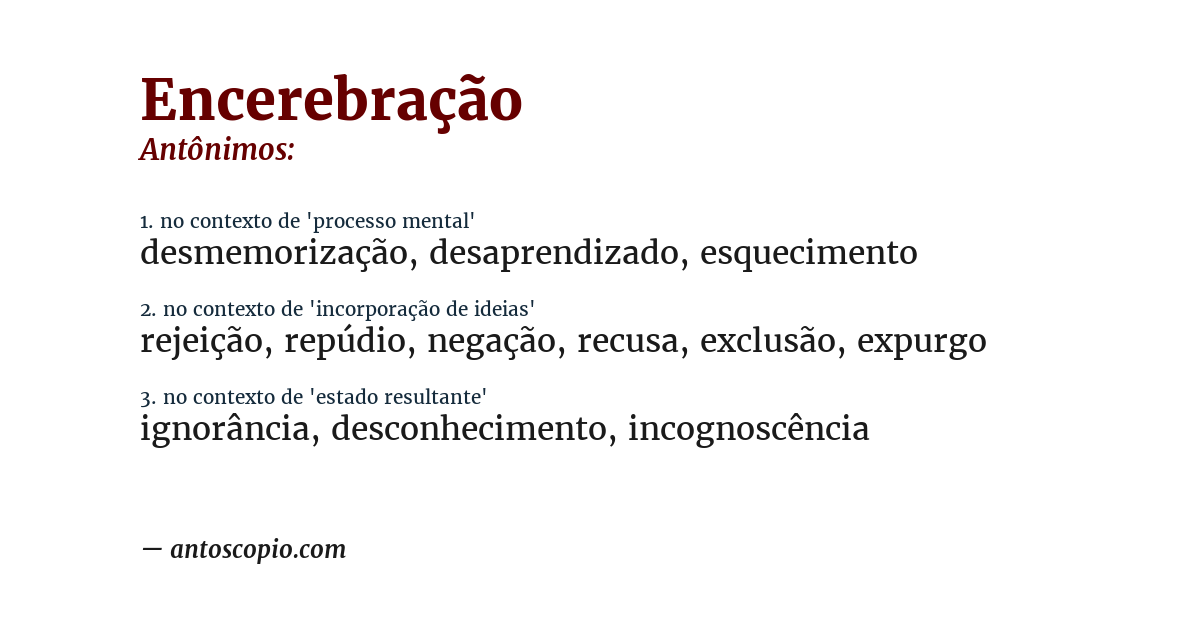 Antônimo de encerebração
