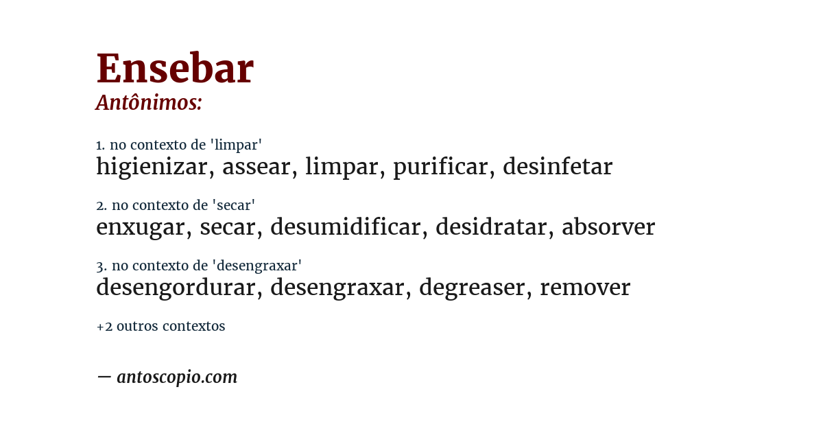 Antônimo de ensebar