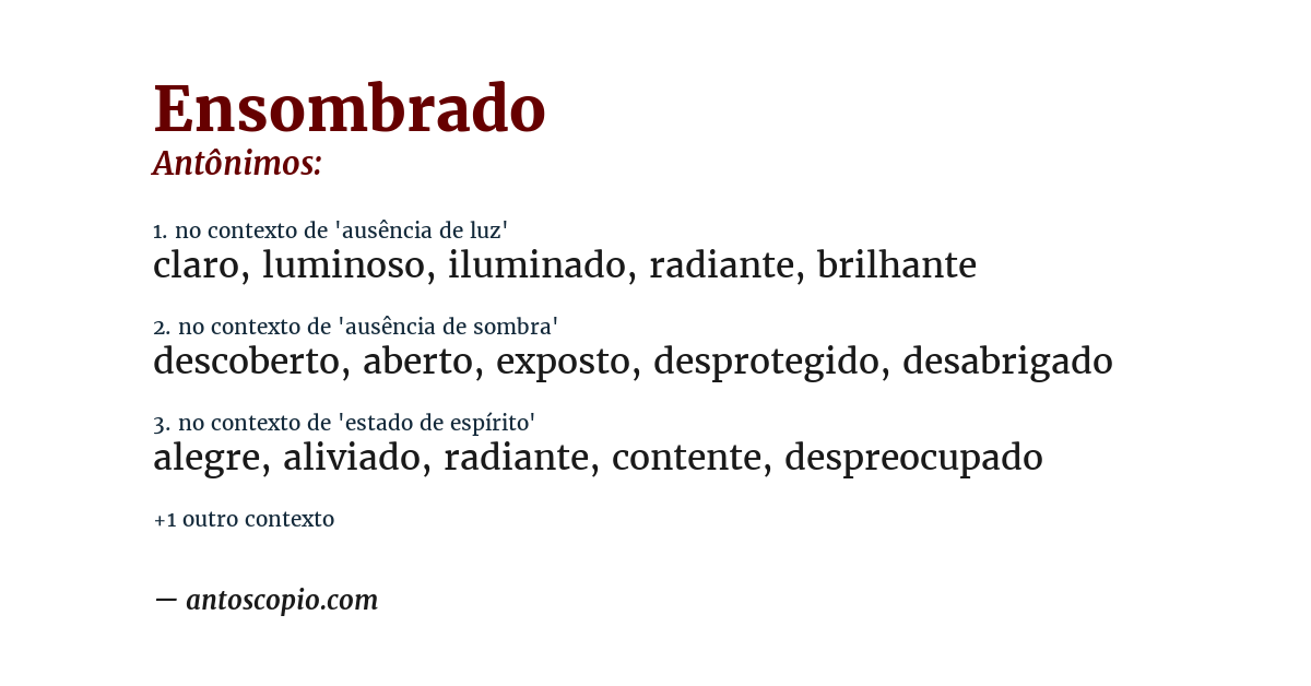 Antônimo de ensombrado