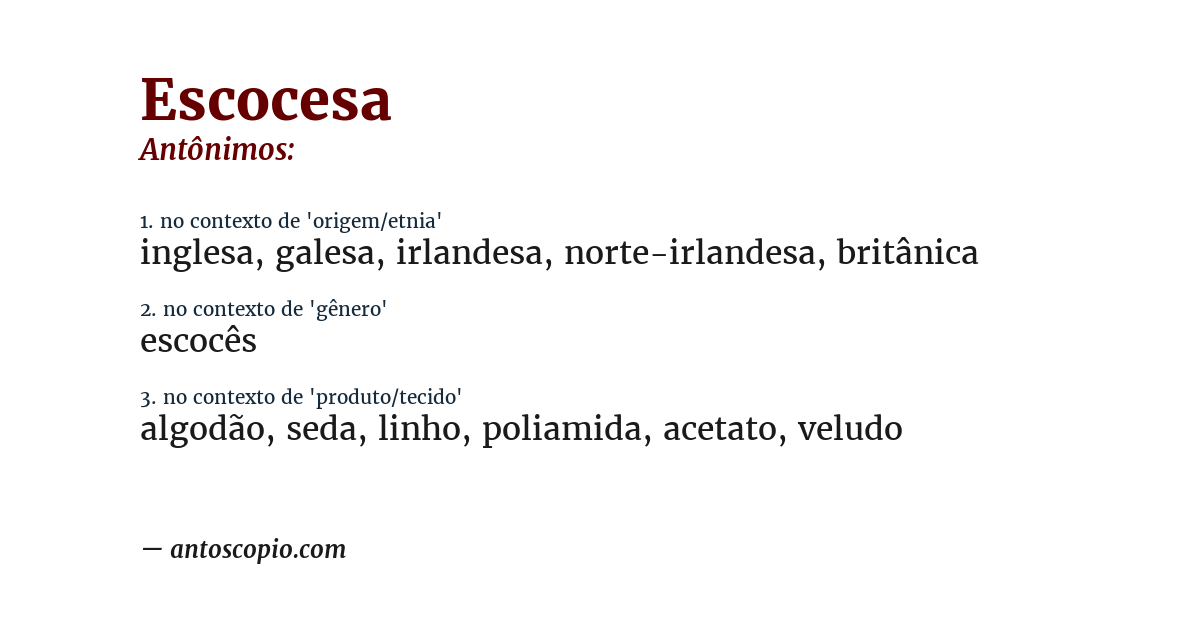 Antônimo de escocesa