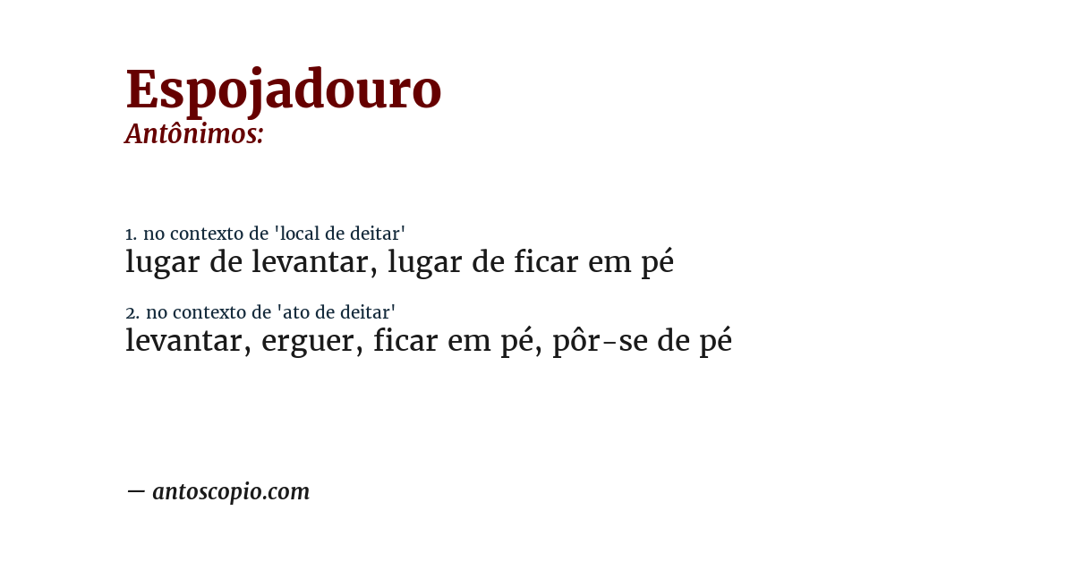Antônimo de espojadouro