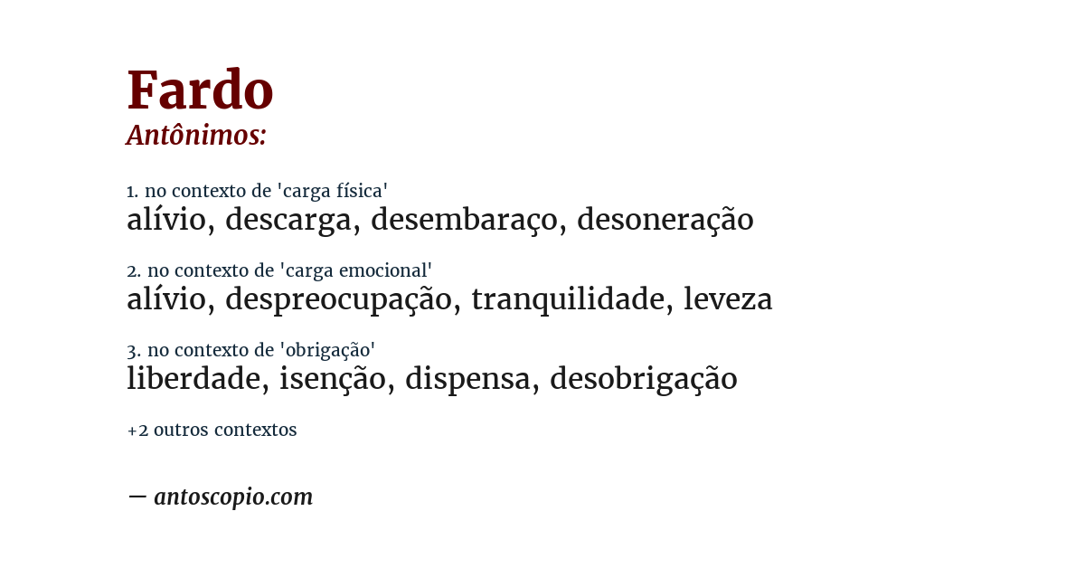 Antônimo de fardo