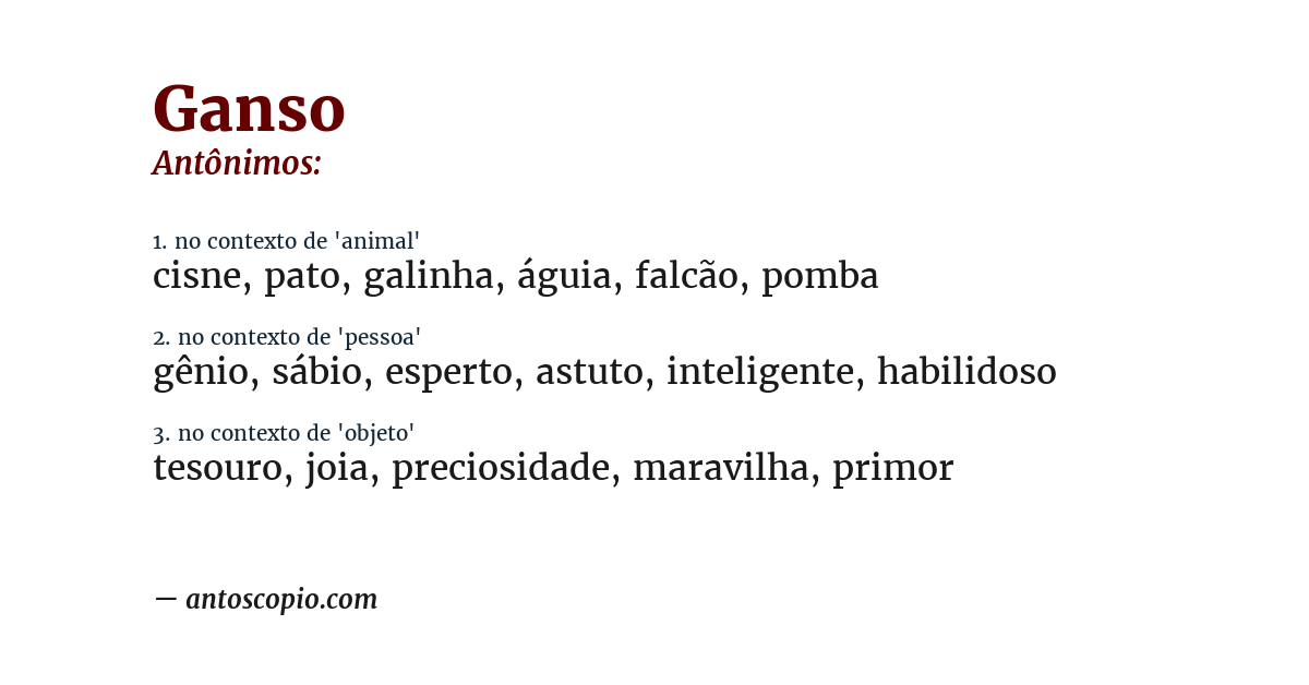 Antônimo de ganso