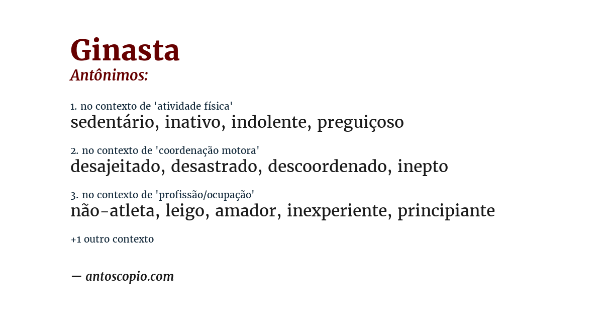 Antônimo de ginasta