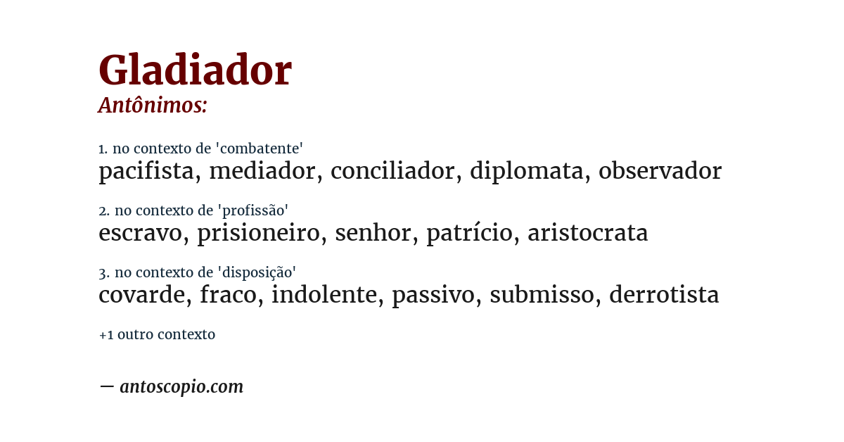 Antônimo de gladiador