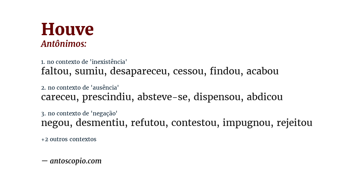 Antônimo de houve