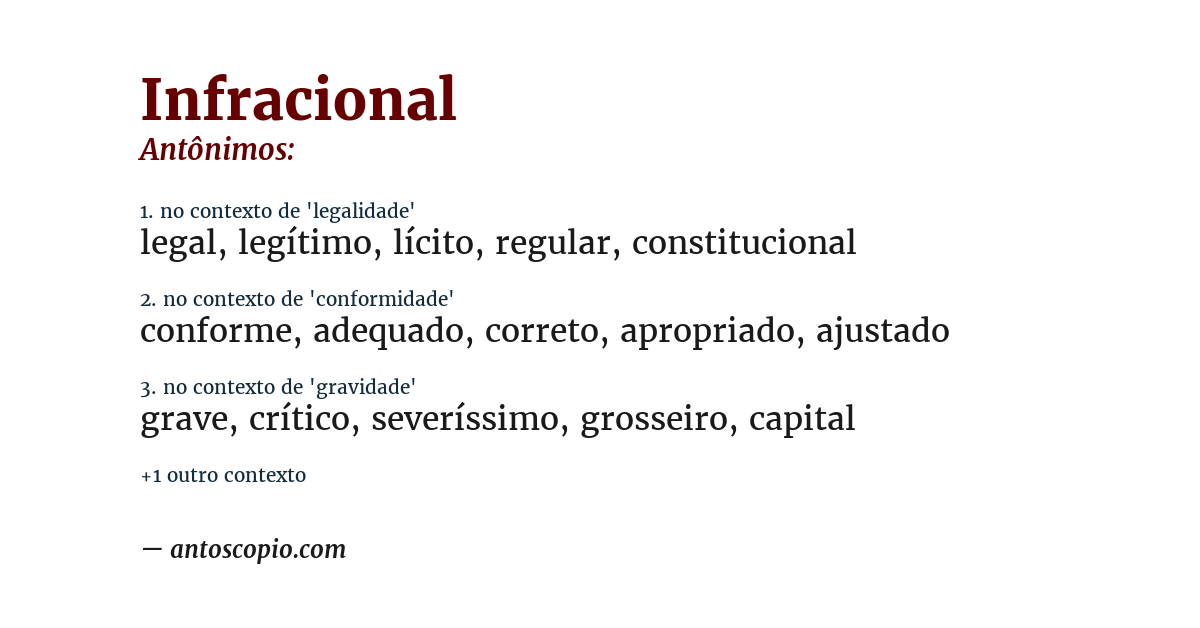 Antônimo de infracional