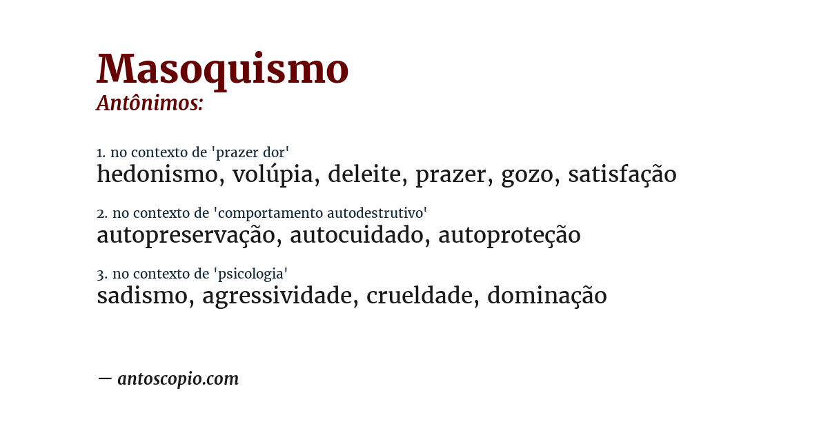 Antônimo de masoquismo
