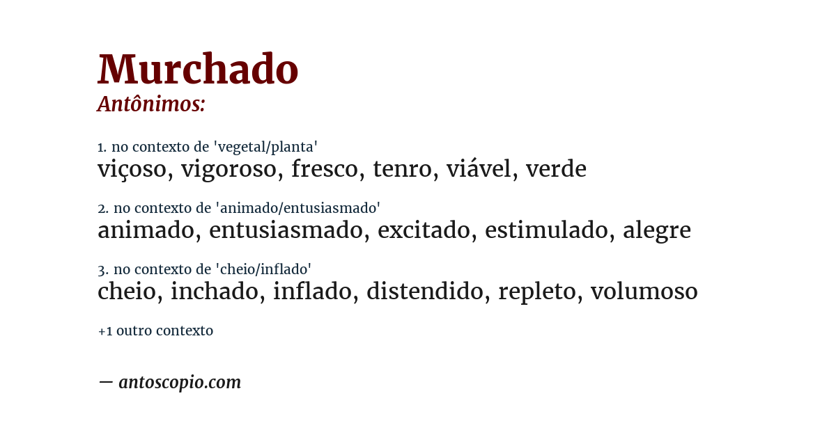 Antônimo de murchado