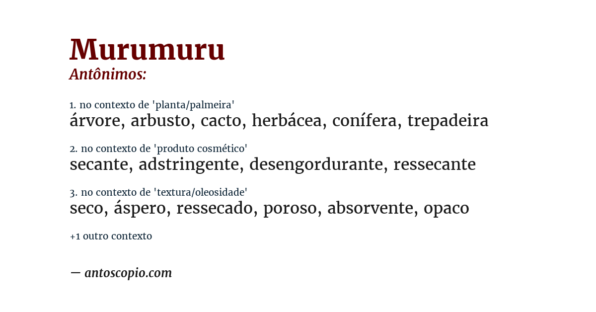 Antônimo de murumuru