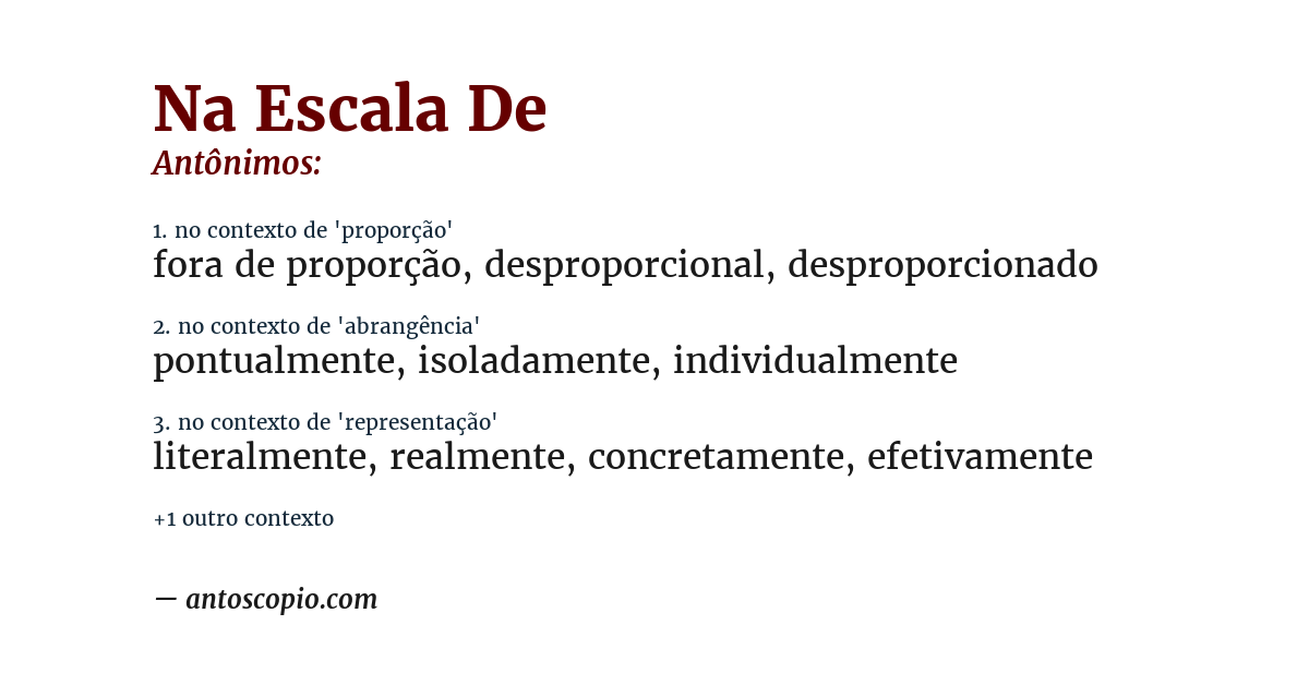 Antônimo de na escala de