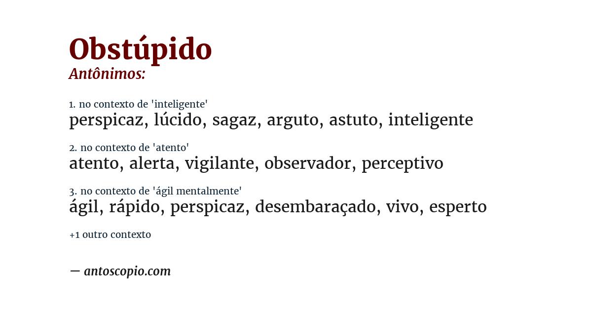 Antônimo de obstúpido