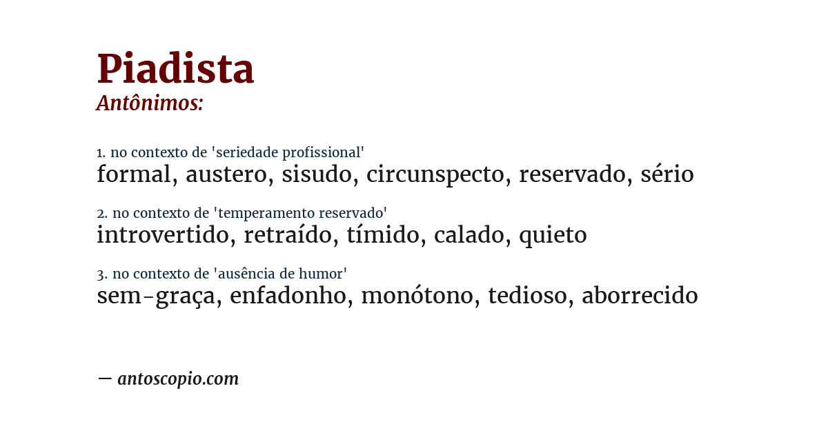 Antônimo de piadista