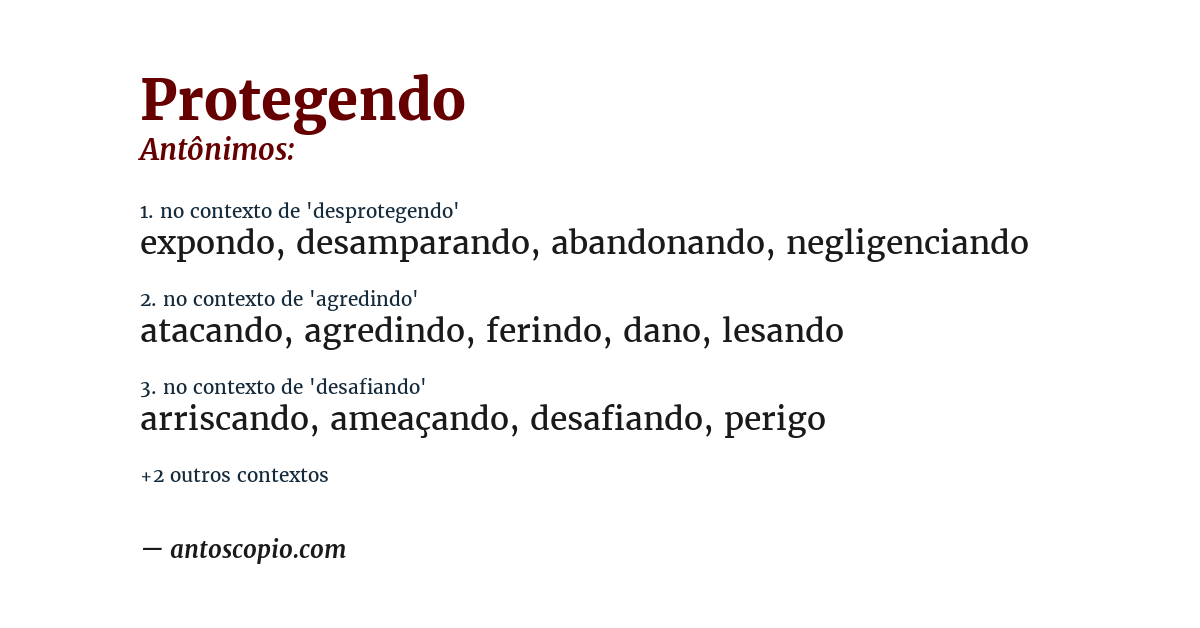 Antônimo de protegendo