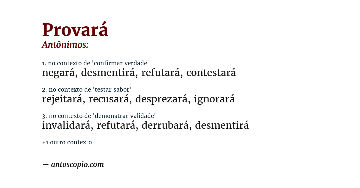 Antônimo de provará
