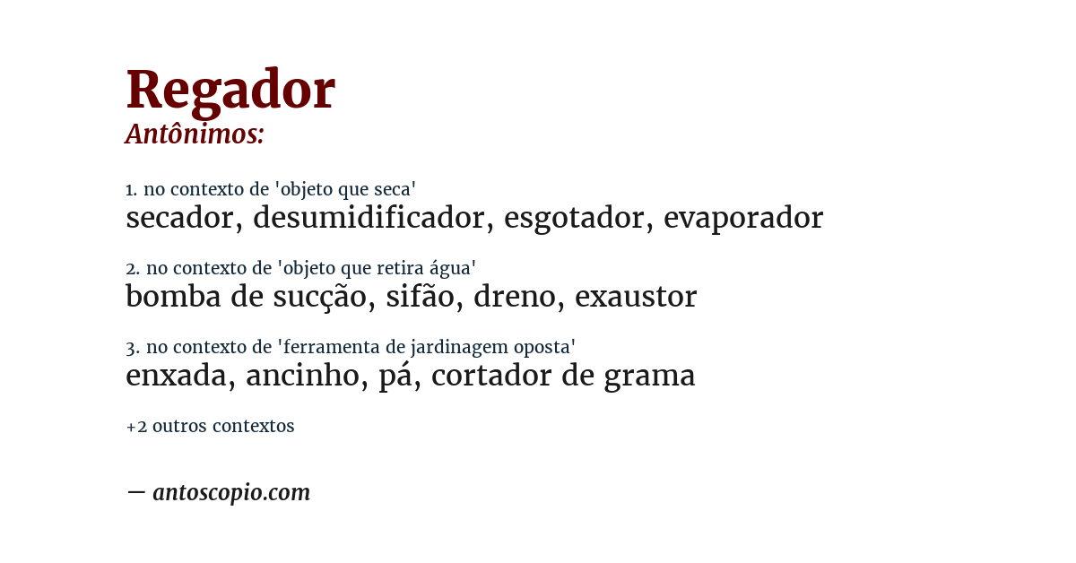 Antônimo de regador