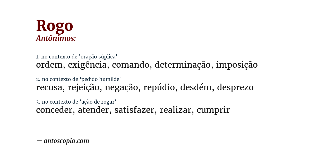 Antônimo de rogo