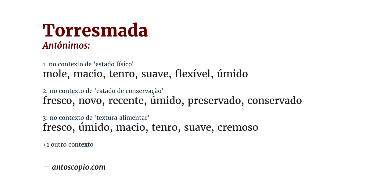 Antônimo de torresmada