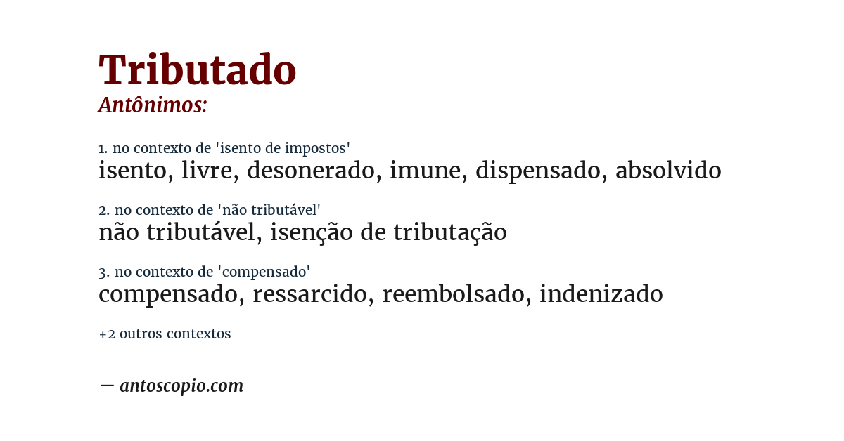 Antônimo de tributado