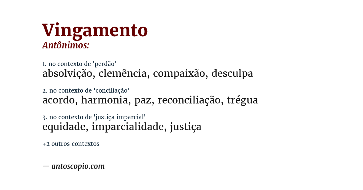 Antônimo de vingamento