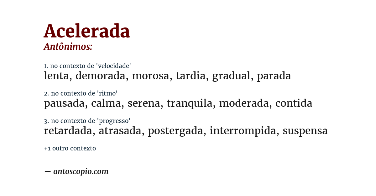 Antônimo de acelerada