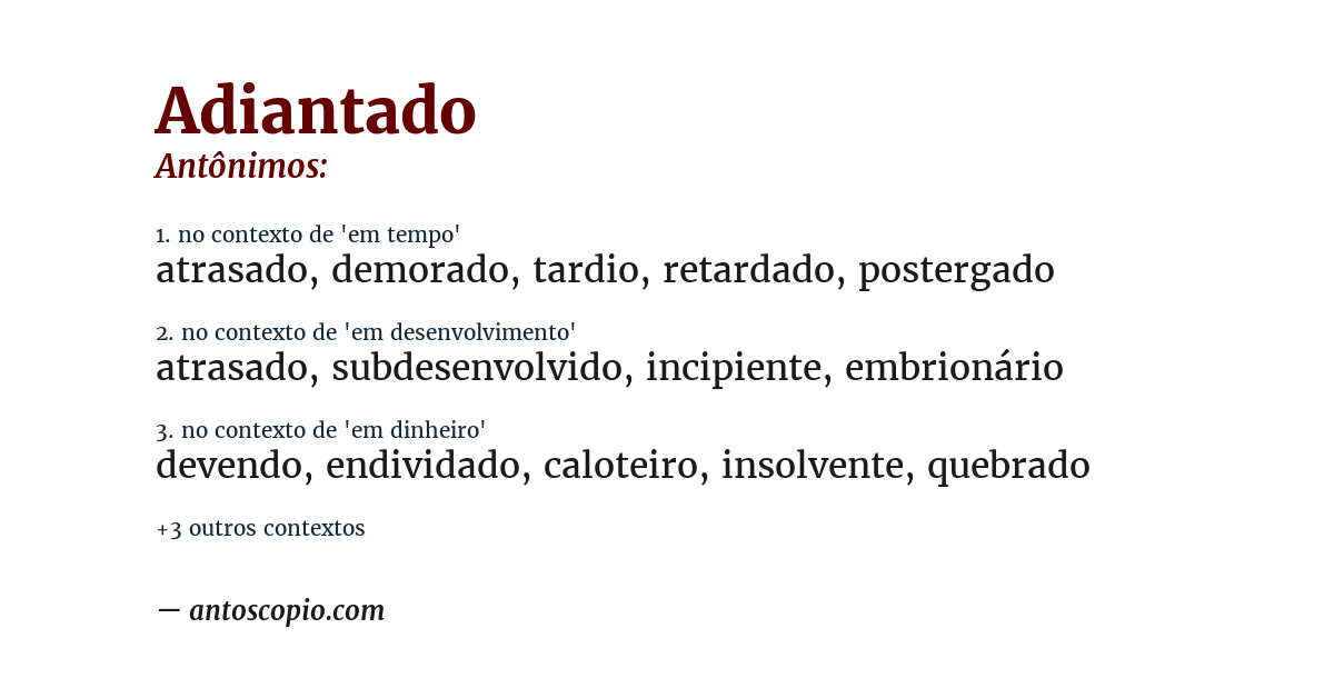 Antônimo de adiantado