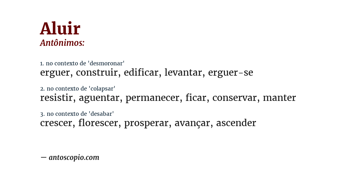 Antônimo de aluir