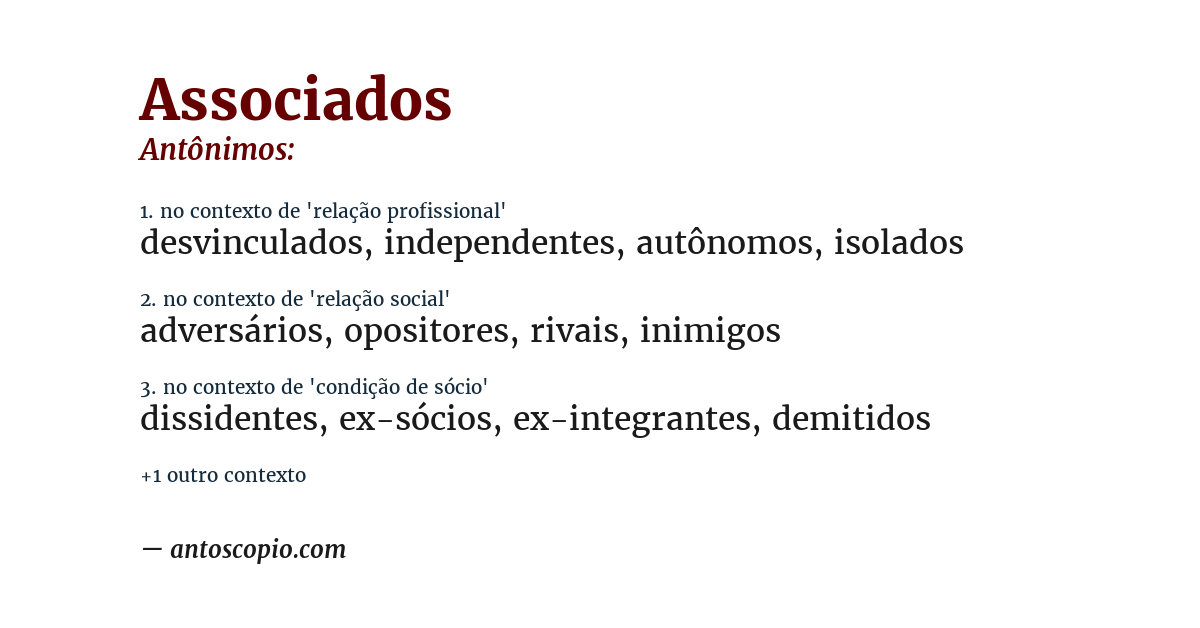 Antônimo de associados