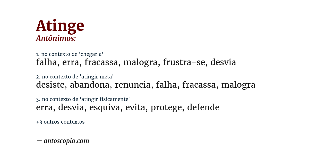 Antônimo de atinge