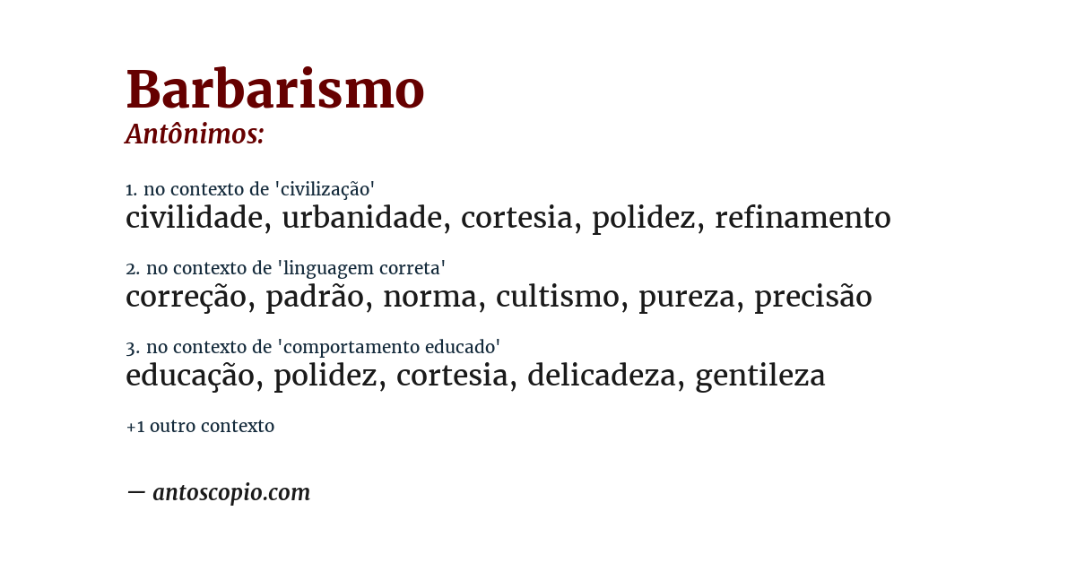 Antônimo de barbarismo
