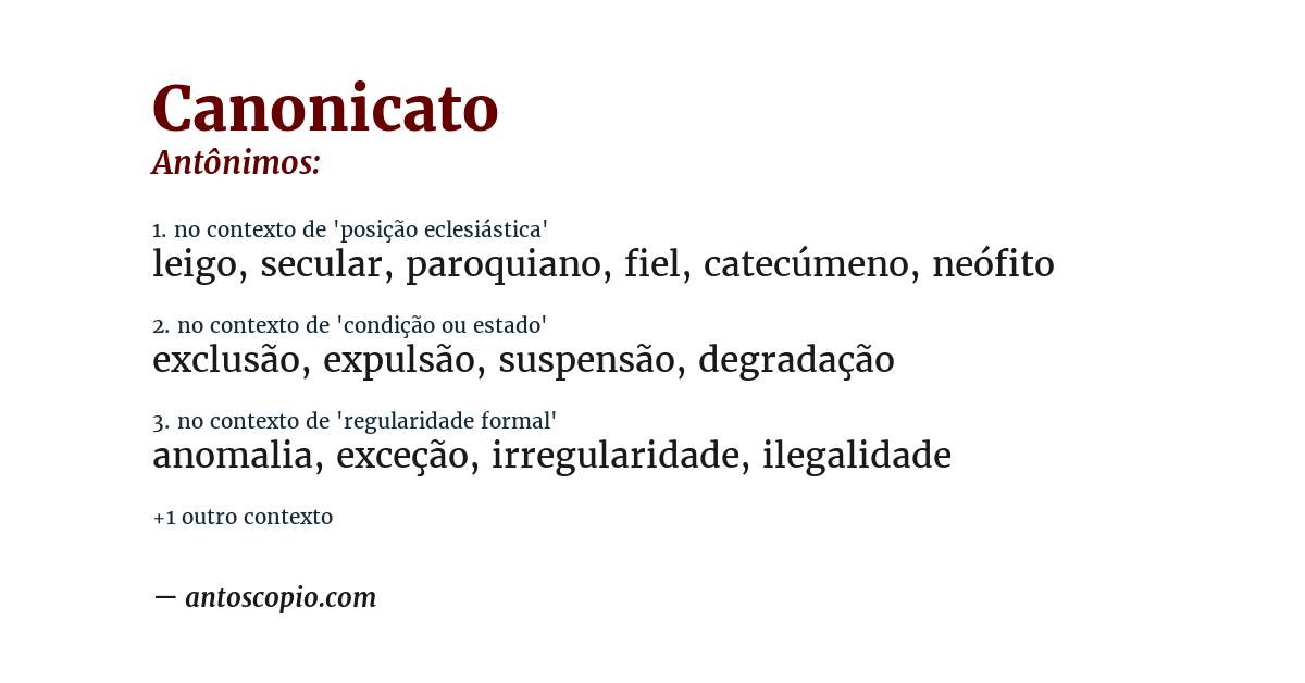 Antônimo de canonicato