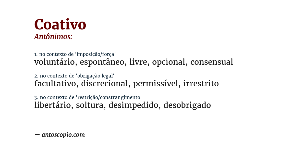Antônimo de coativo