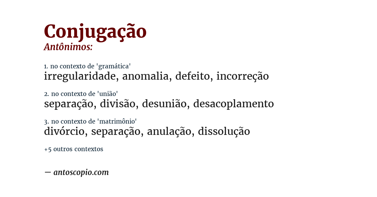 Antônimo de conjugação