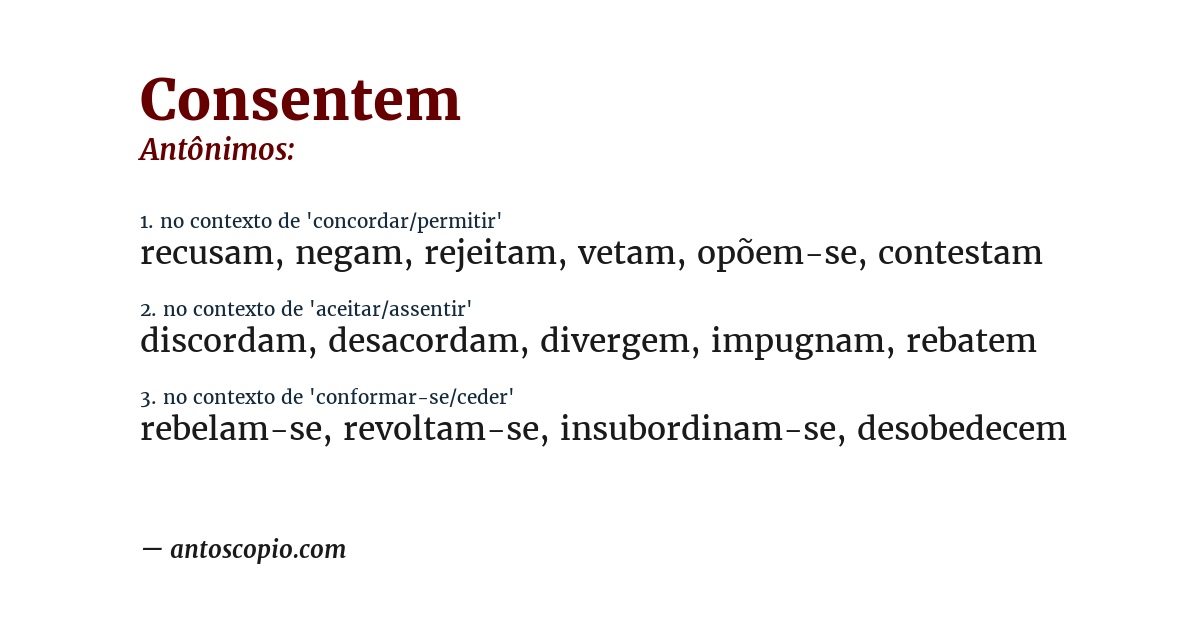 Antônimo de consentem