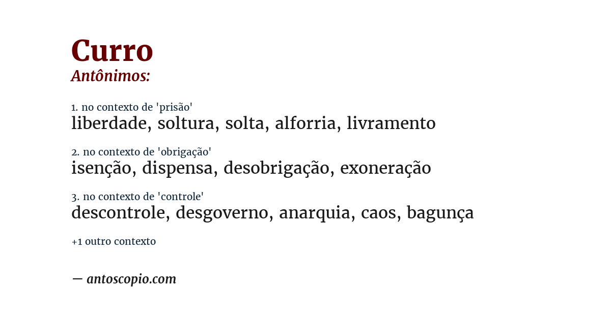 Antônimo de curro