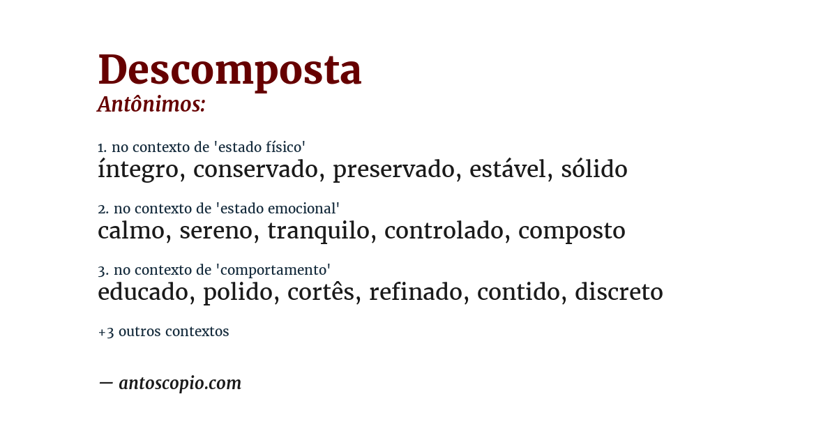 Antônimo de descomposta