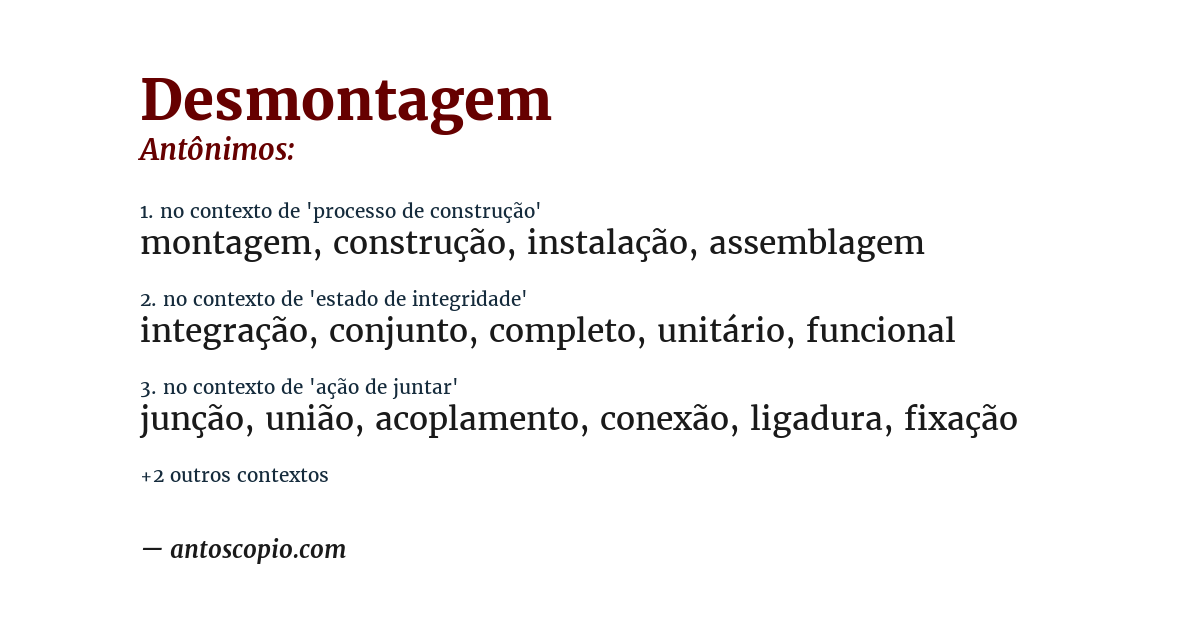 Antônimo de desmontagem