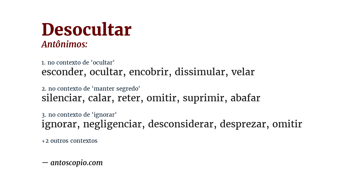 Antônimo de desocultar